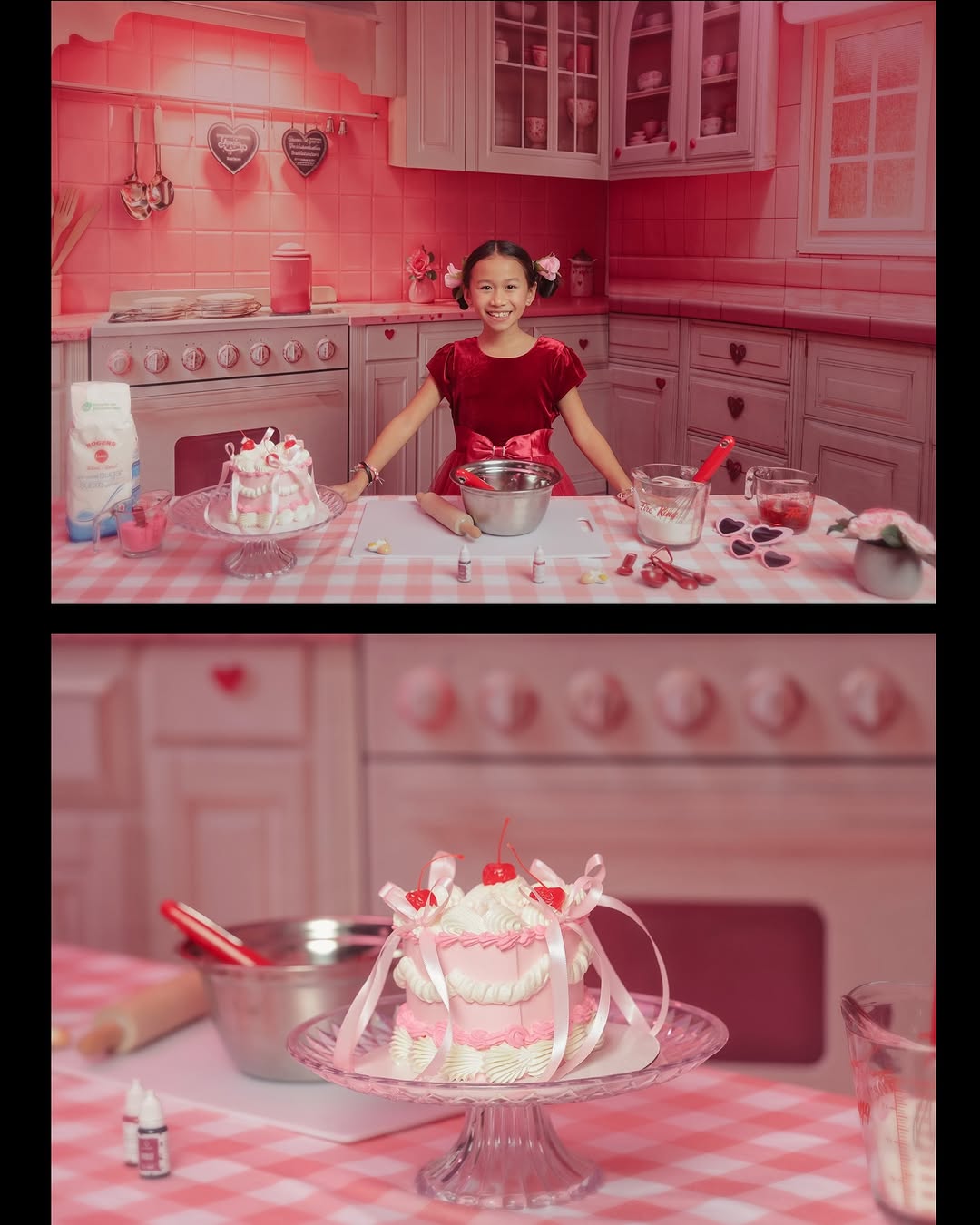 🔥50%OFF-Kate Valentinstag Rosa Herz Küchenschränke Hintergrund+Rosa Fliesenboden Hintergrund - Kate Backdrop.de