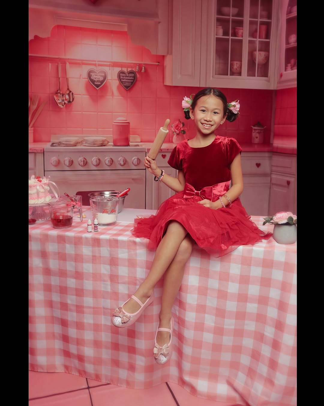 🔥50%OFF-Kate Valentinstag Rosa Herz Küchenschränke Hintergrund+Rosa Fliesenboden Hintergrund - Kate Backdrop.de