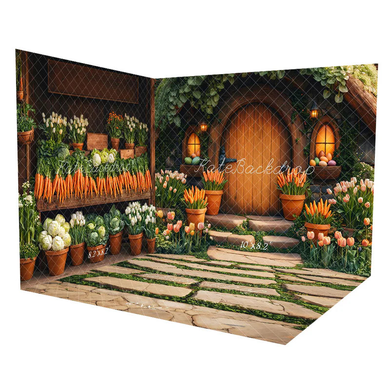 🔥50%OFF-Kate Ostern Hobbit Haus Tulpen Karotten Zimmer Set - Kate Backdrop.de