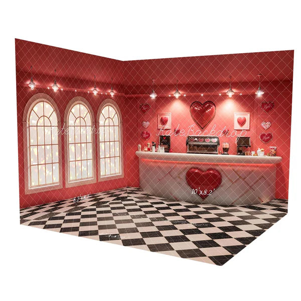Kate Valentinstag Kaffee Bar Rotes Herz Zimmer Set - Kate Backdrop.de