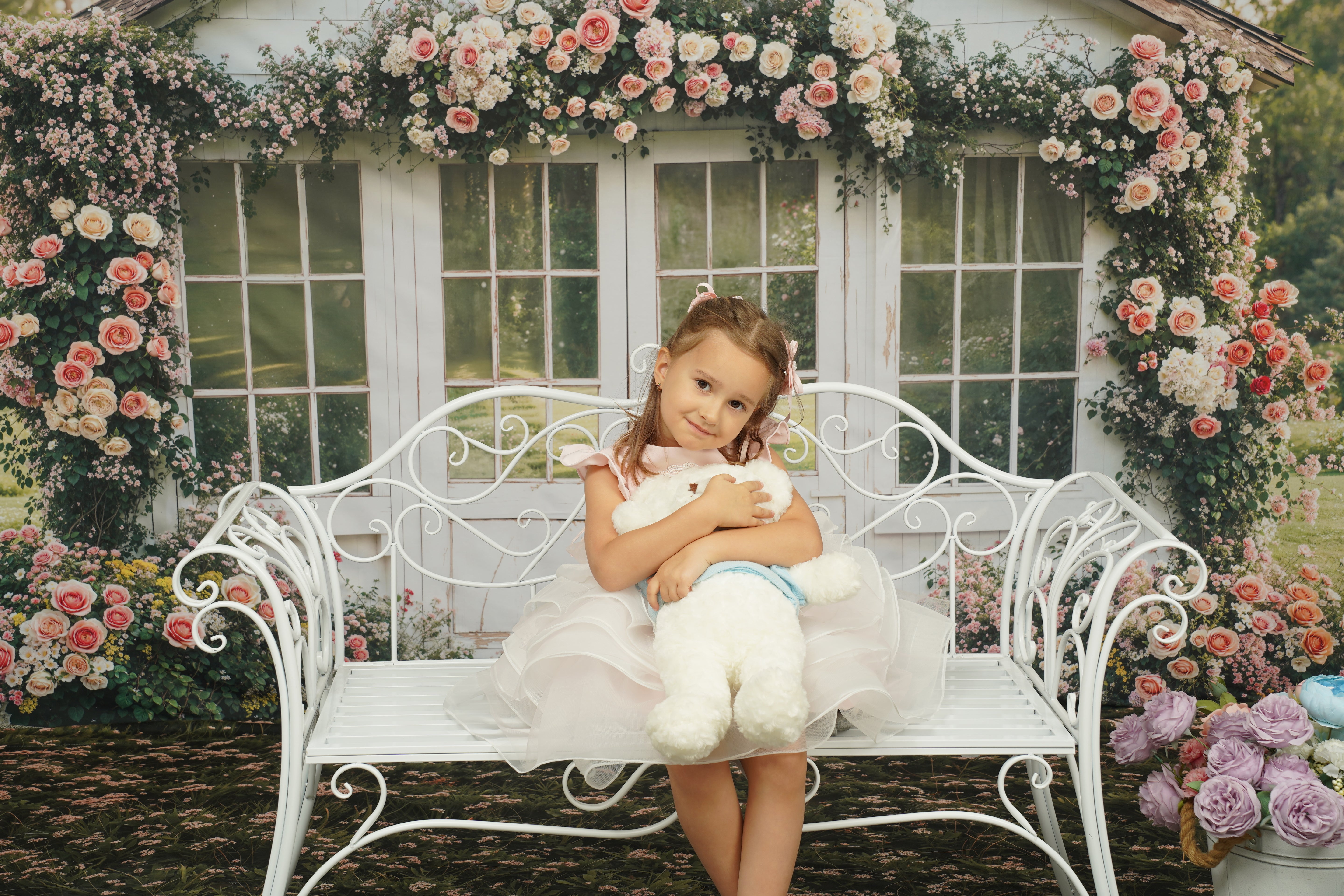 Kate Frühling Blumenhaus Rustikaler Garten Hintergrund entworfen von Emetselch - Kate Backdrop.de