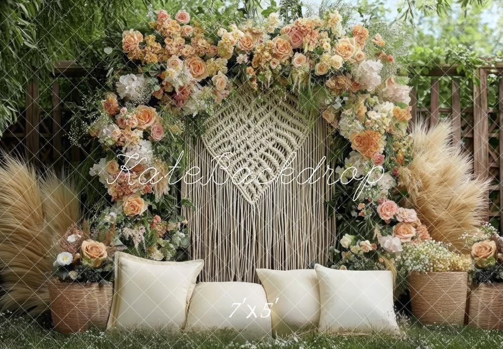 ⚡Blitzangebote #2-Kate Boho Blume Bogen Kissen Garten hintergrund - Kate Backdrop.de
