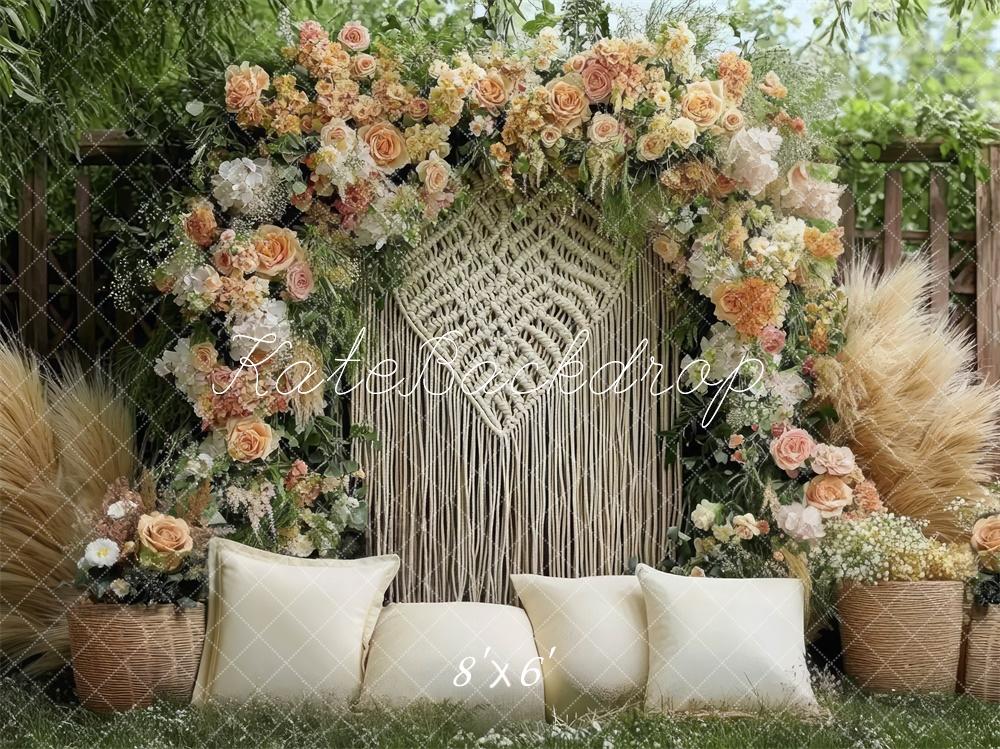 ⚡Blitzangebote #2-Kate Boho Blume Bogen Kissen Garten hintergrund - Kate Backdrop.de