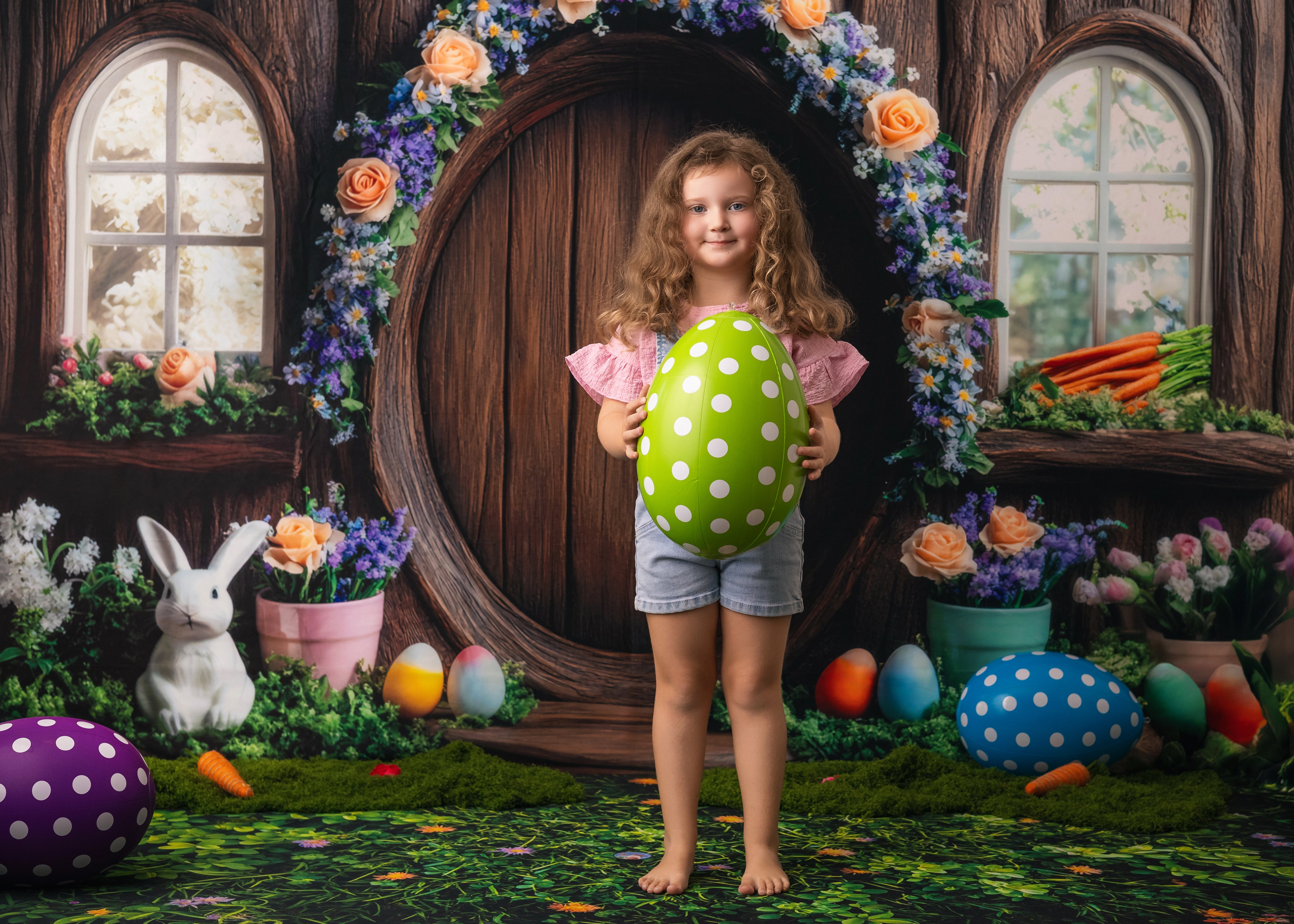 Kate Osterhase Blumenbogen Baumhaus hintergrund Entworfen von Mini MakeBelieve - Kate Backdrop.de