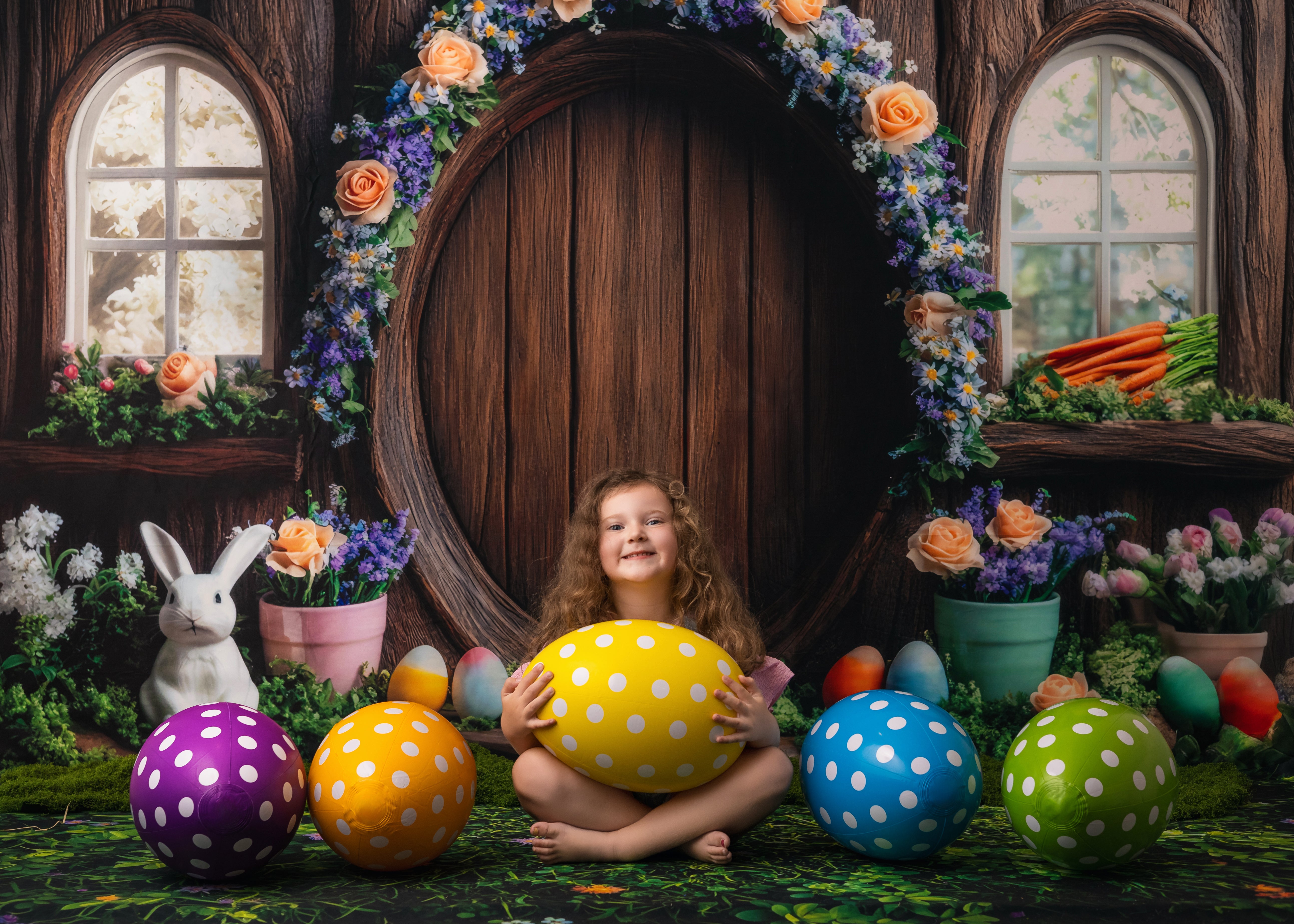 Kate Osterhase Blumenbogen Baumhaus hintergrund Entworfen von Mini MakeBelieve - Kate Backdrop.de