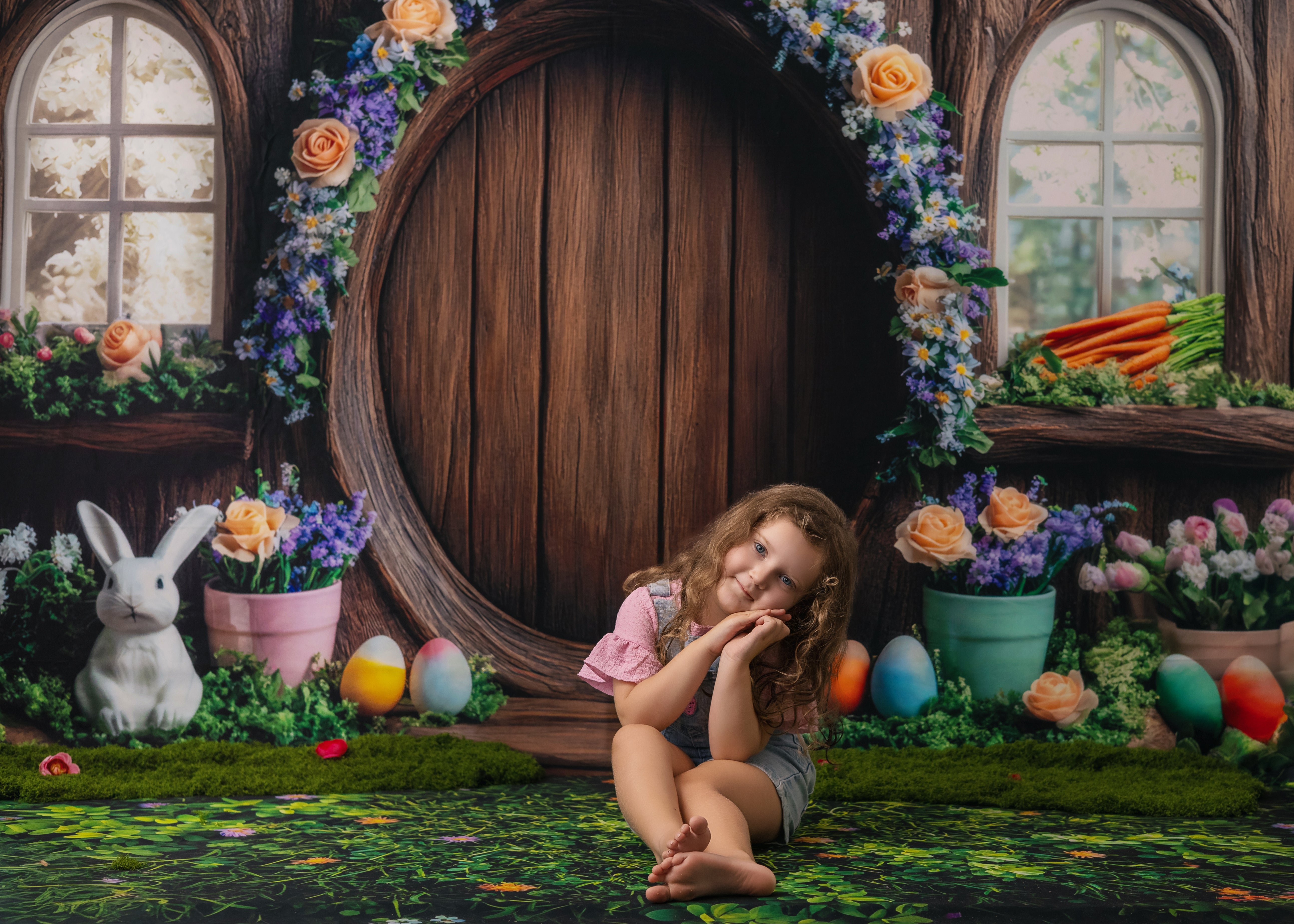 Kate Osterhase Blumenbogen Baumhaus hintergrund Entworfen von Mini MakeBelieve - Kate Backdrop.de