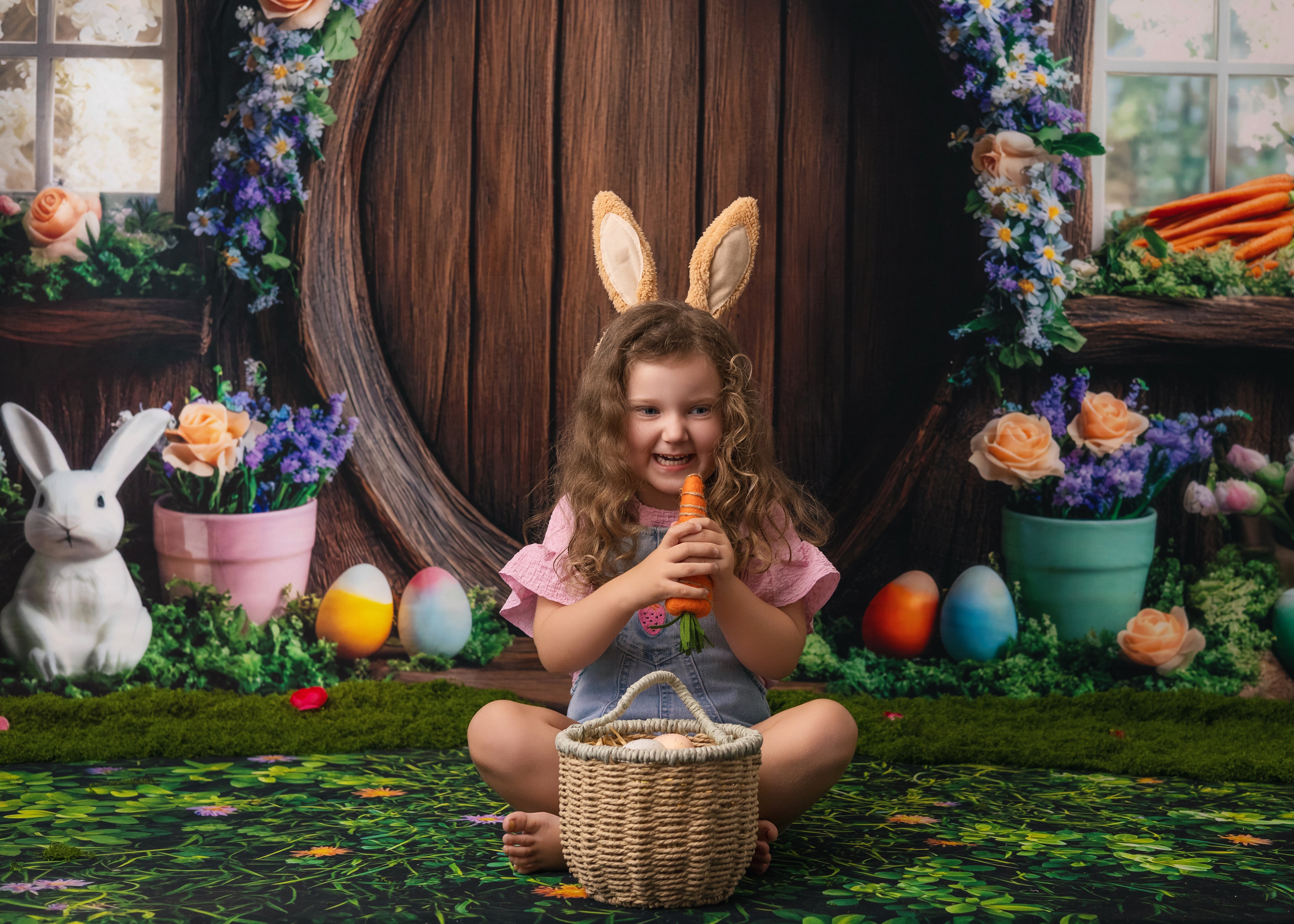 Kate Osterhase Blumenbogen Baumhaus hintergrund Entworfen von Mini MakeBelieve - Kate Backdrop.de