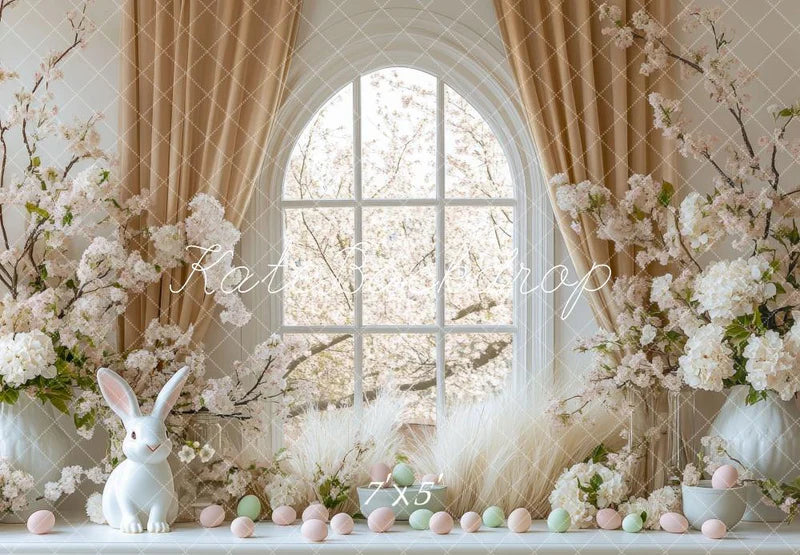 Kate Ostern Bunny Blumen bogenförmiges Fenster Hintergrund Entworfen von Mini MakeBelieve - Kate Backdrop.de