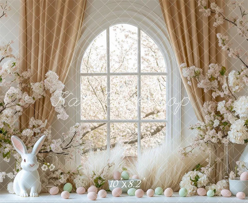 Kate Ostern Bunny Blumen bogenförmiges Fenster Hintergrund Entworfen von Mini MakeBelieve - Kate Backdrop.de