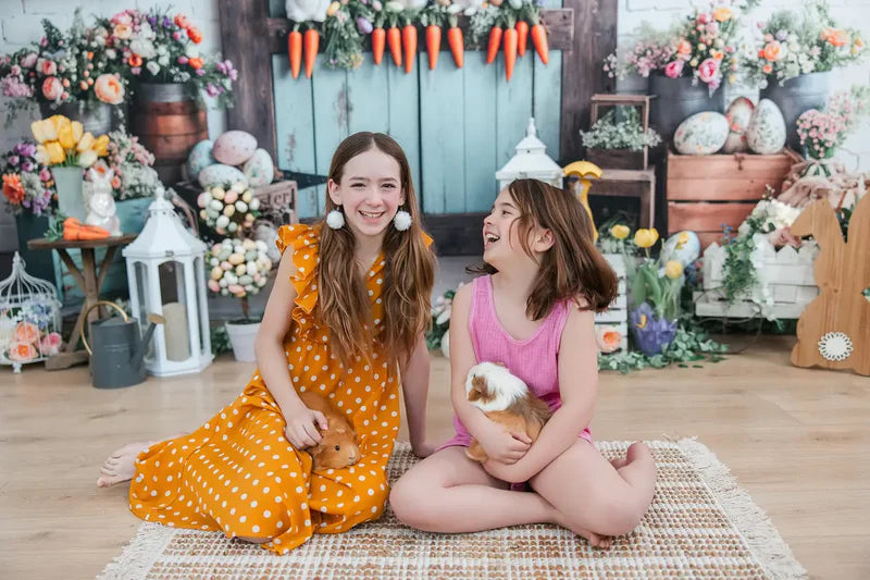 Kate Ostern - Ei Hase Möhren Holztür Hintergrund entworfen von Emetselch - Kate Backdrop.de