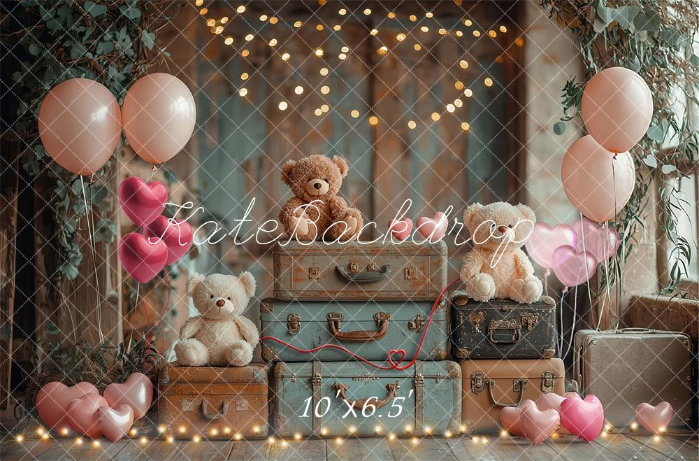 Kate Cake Smash Teddybär Koffer Luftballon Hintergrund Von Laura Bybee - Kate Backdrop.de