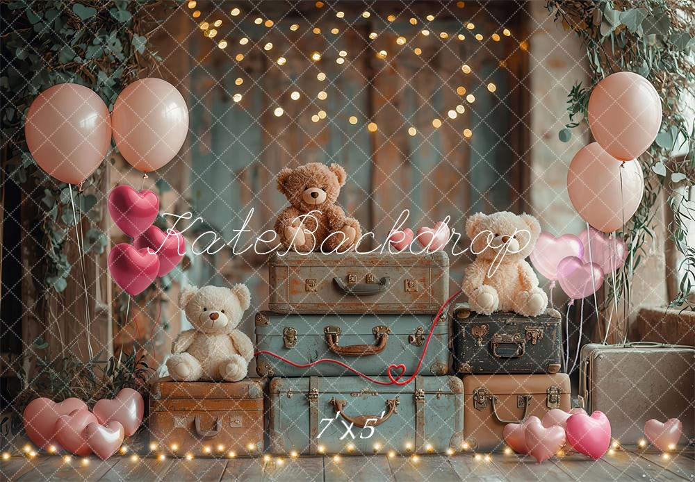 Kate Cake Smash Teddybär Koffer Luftballon Hintergrund Von Laura Bybee - Kate Backdrop.de