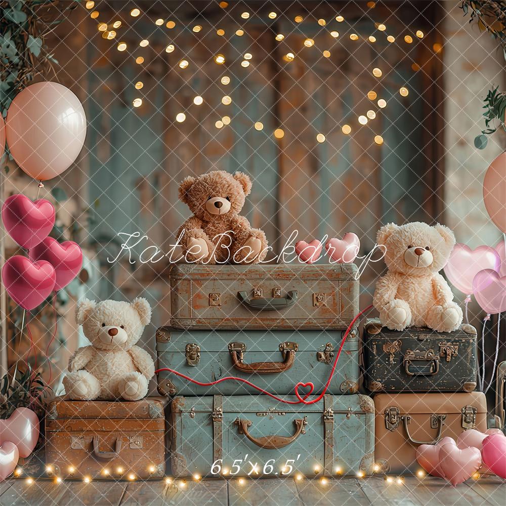 Kate Cake Smash Teddybär Koffer Luftballon Hintergrund Von Laura Bybee - Kate Backdrop.de