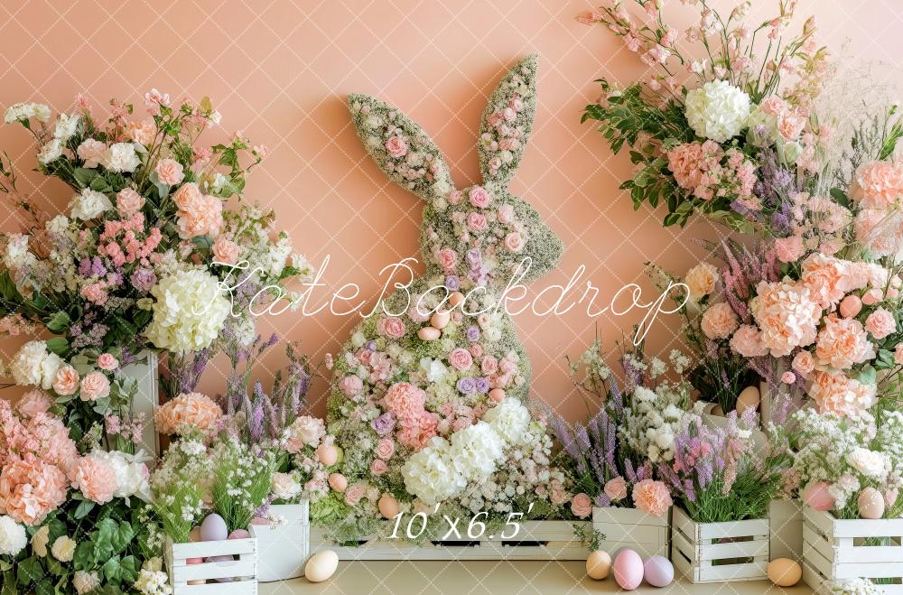 Kate Ostern Hase Blume Zaun Hintergrund Entworfen von Patty Robert - Kate Backdrop.de