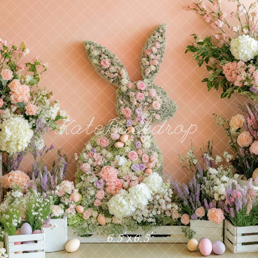 Kate Ostern Hase Blume Zaun Hintergrund Entworfen von Patty Robert - Kate Backdrop.de