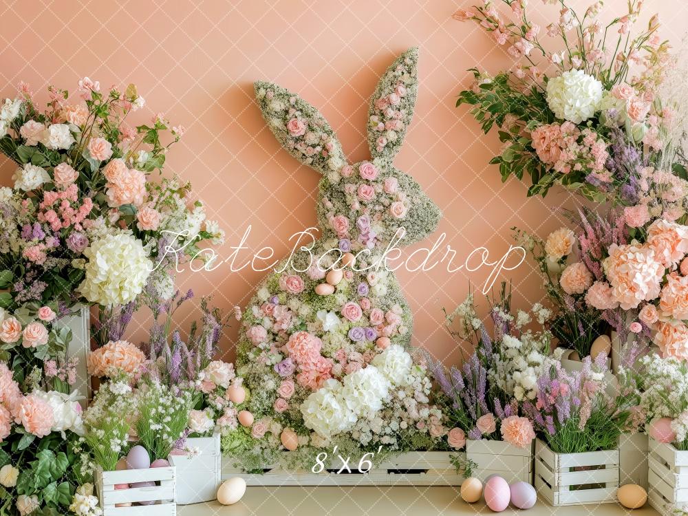 Kate Ostern Hase Blume Zaun Hintergrund Entworfen von Patty Robert - Kate Backdrop.de