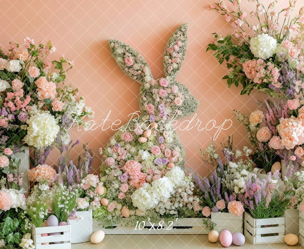 Kate Ostern Hase Blume Zaun Hintergrund Entworfen von Patty Robert - Kate Backdrop.de