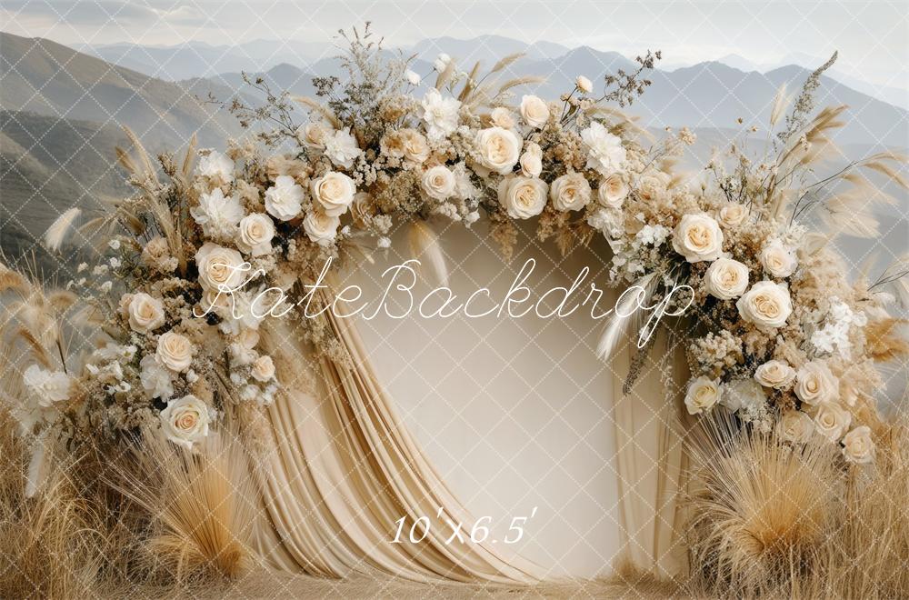 🔥50%OFF-Kate Boho Blumenbogen Beige Hochzeit Hintergrund - Kate Backdrop.de