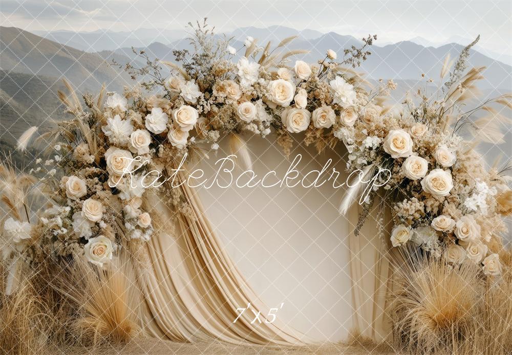 🔥50%OFF-Kate Boho Blumenbogen Beige Hochzeit Hintergrund - Kate Backdrop.de