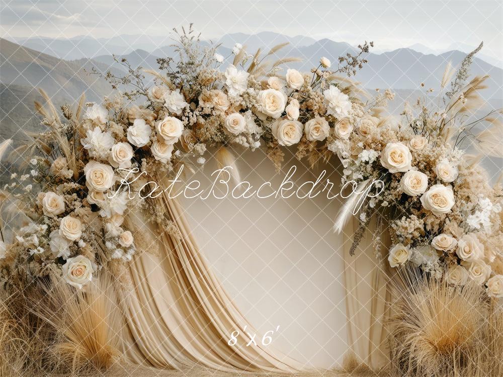 🔥50%OFF-Kate Boho Blumenbogen Beige Hochzeit Hintergrund - Kate Backdrop.de