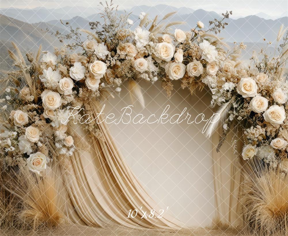 🔥50%OFF-Kate Boho Blumenbogen Beige Hochzeit Hintergrund - Kate Backdrop.de