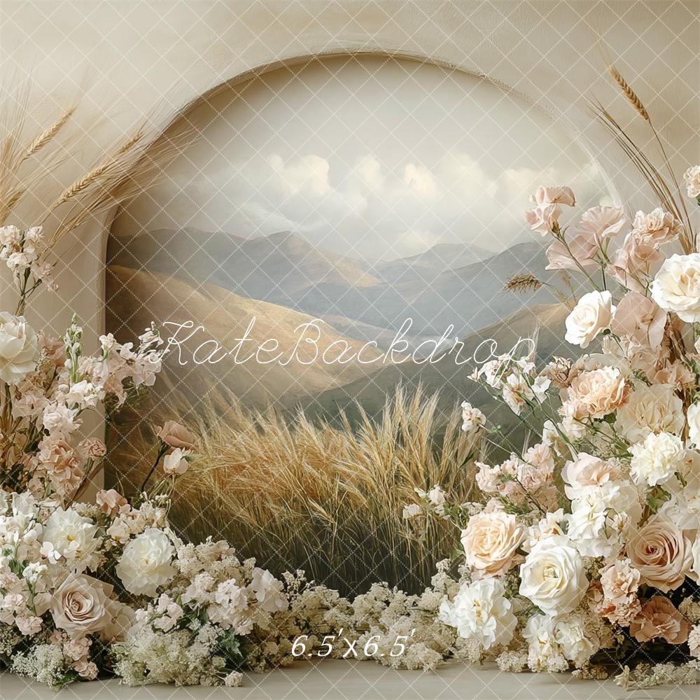 Kate Boho Blumenbogen Pastell Muttertag Hintergrund Entworfen von Mini MakeBelieve - Kate Backdrop.de