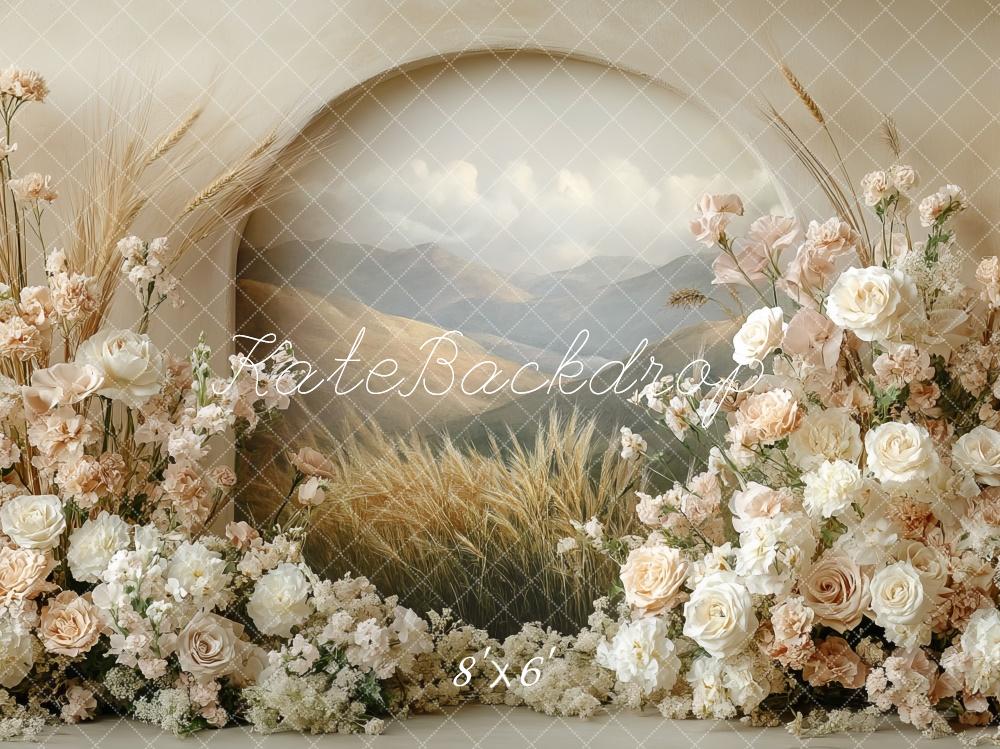 Kate Boho Blumenbogen Pastell Muttertag Hintergrund Entworfen von Mini MakeBelieve - Kate Backdrop.de