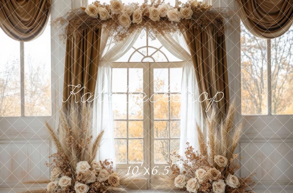 Kate Boho Blumen Elegant Fenster Vorhang Hintergrund Entworfen von Mini MakeBelieve - Kate Backdrop.de