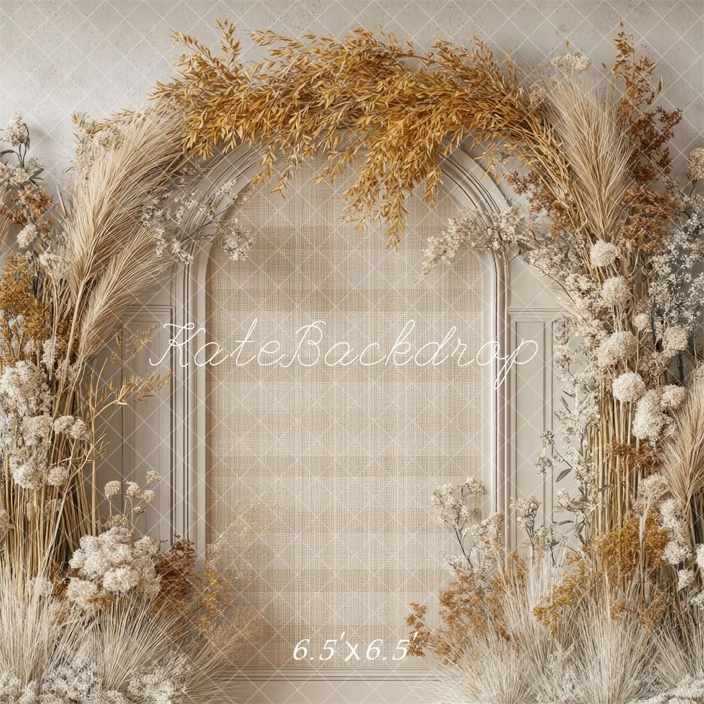 Kate Boho Blumenbogen Beige Hintergrund Entworfen von Mini MakeBelieve - Kate Backdrop.de