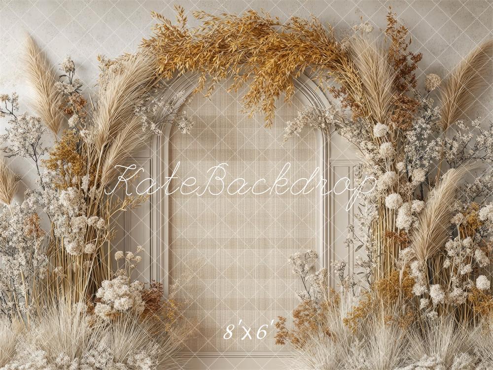 Kate Boho Blumenbogen Beige Hintergrund Entworfen von Mini MakeBelieve - Kate Backdrop.de