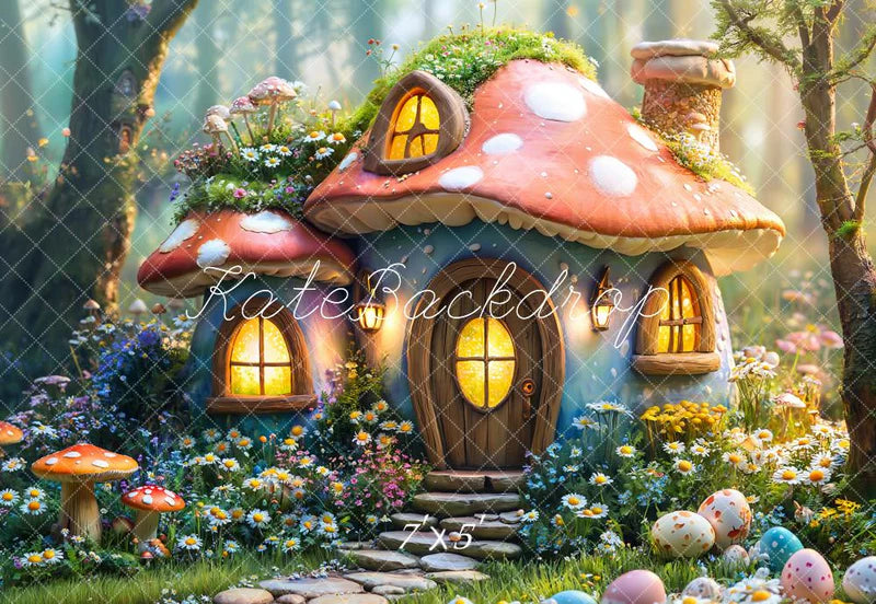 Kate Ostern Fee Pilz Haus Wald Hintergrund entworfen von Emetselch - Kate Backdrop.de