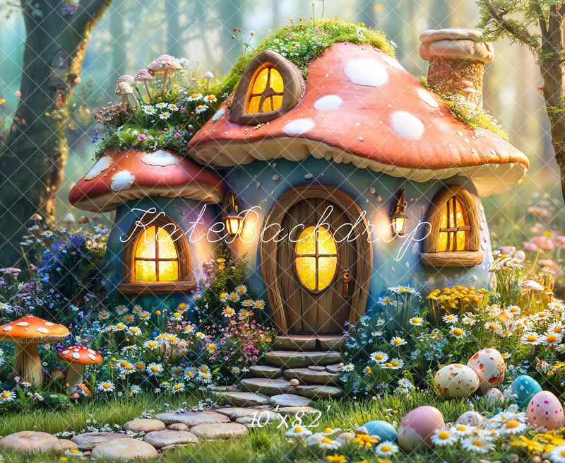 Kate Ostern Fee Pilz Haus Wald Hintergrund entworfen von Emetselch - Kate Backdrop.de