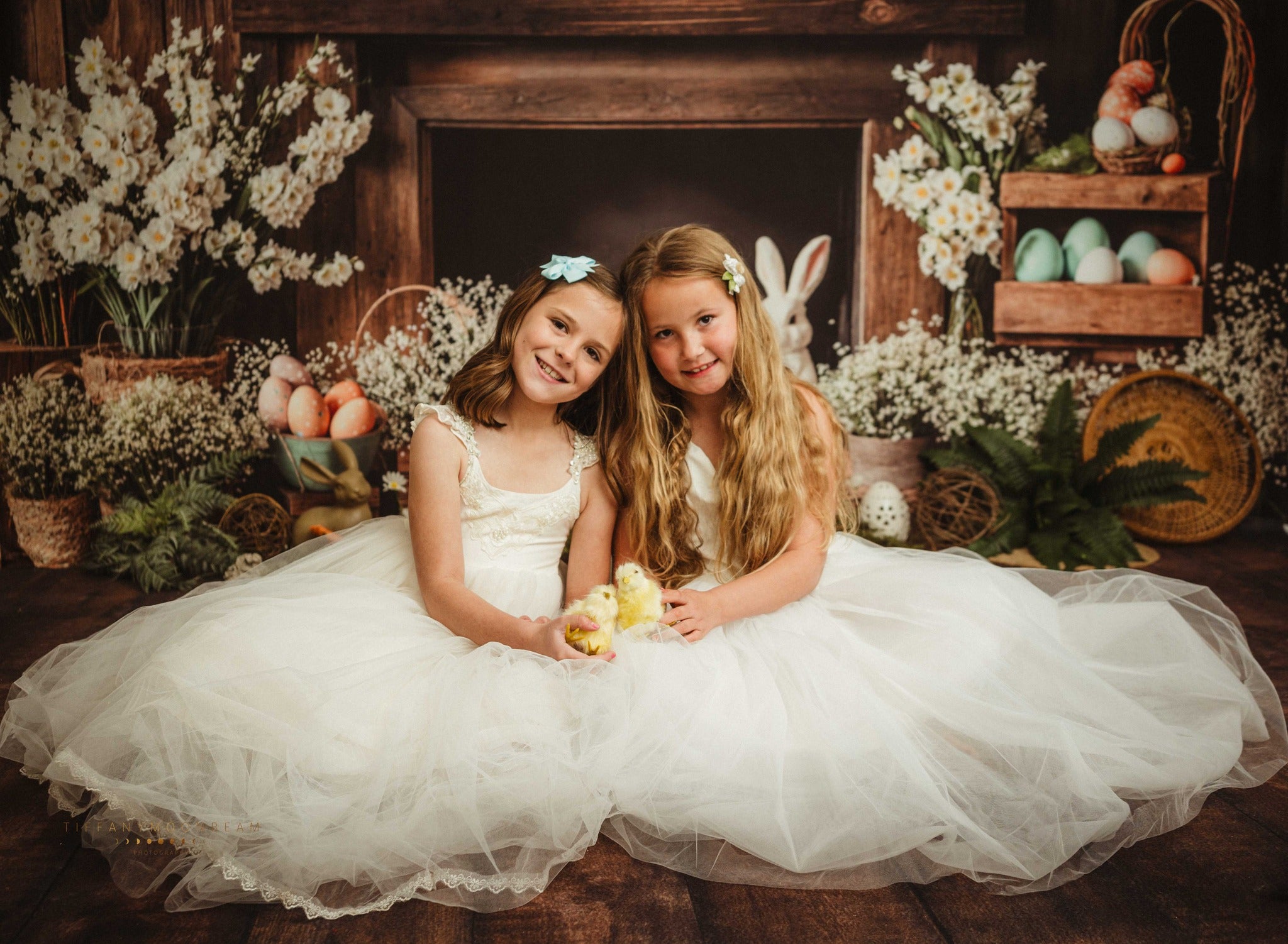 Kate Ostern Kamin Hase Rustikale Blumen Hintergrund Entworfen von Emetselch - Kate Backdrop.de