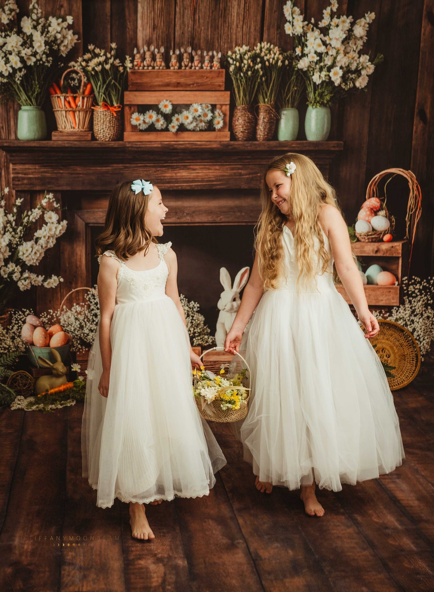 Kate Ostern Kamin Hase Rustikale Blumen Hintergrund Entworfen von Emetselch - Kate Backdrop.de