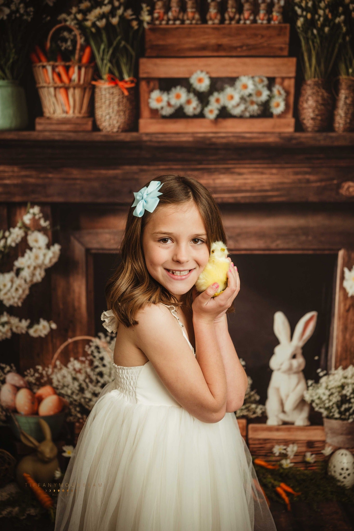 Kate Ostern Kamin Hase Rustikale Blumen Hintergrund Entworfen von Emetselch - Kate Backdrop.de