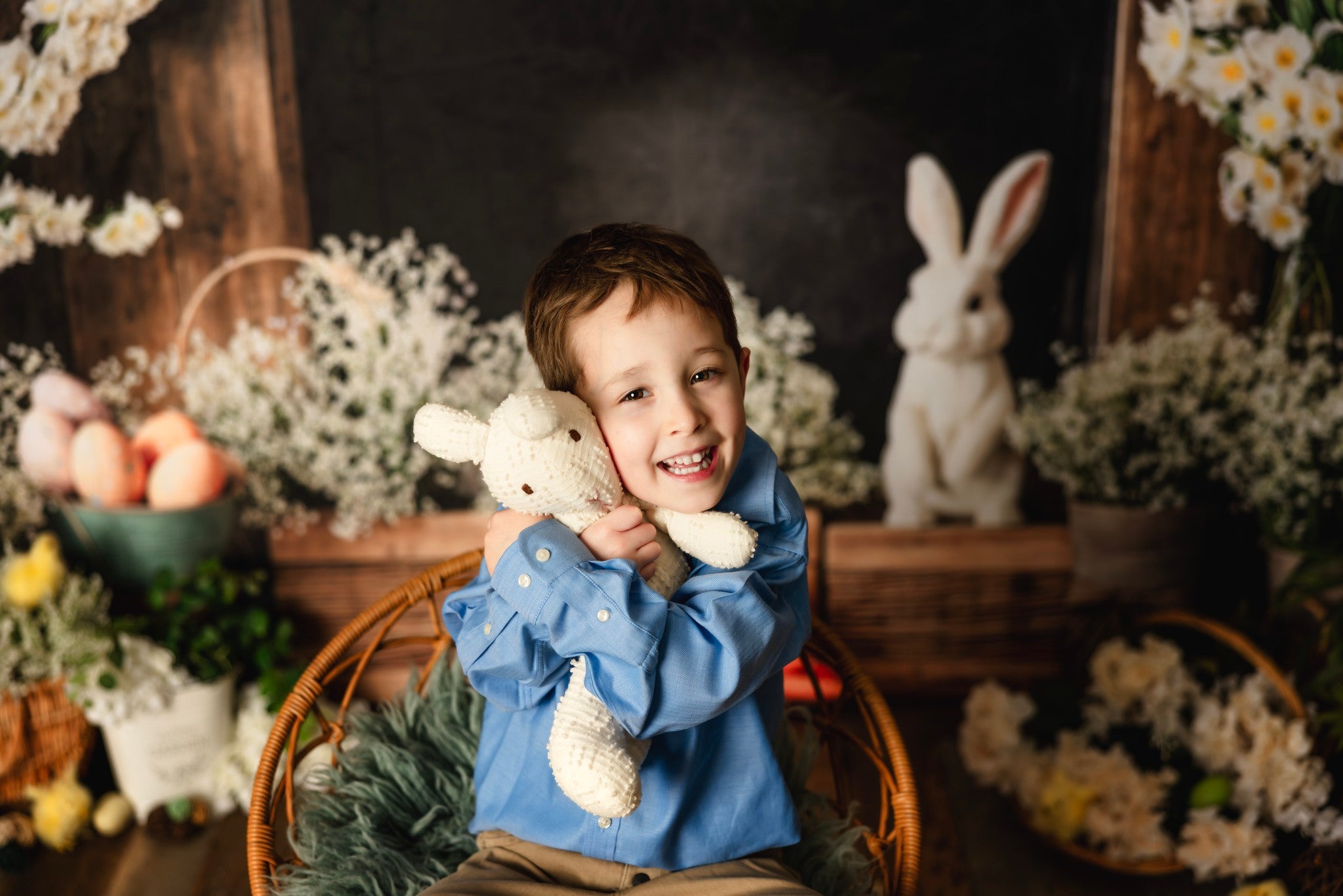 🔥50%OFF-Kate Ostern Kamin Hase Rustikale Blumen Hintergrund - Kate Backdrop.de