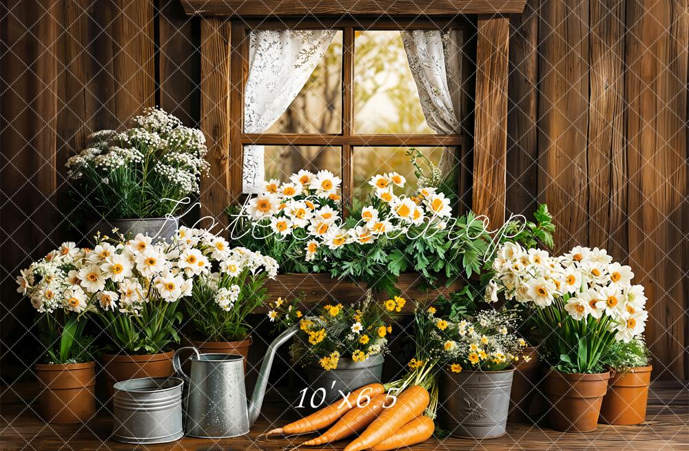 Kate Frühling Ostern Rustikal Blumen Fenster Hintergrund entworfen von Emetselch - Kate Backdrop.de