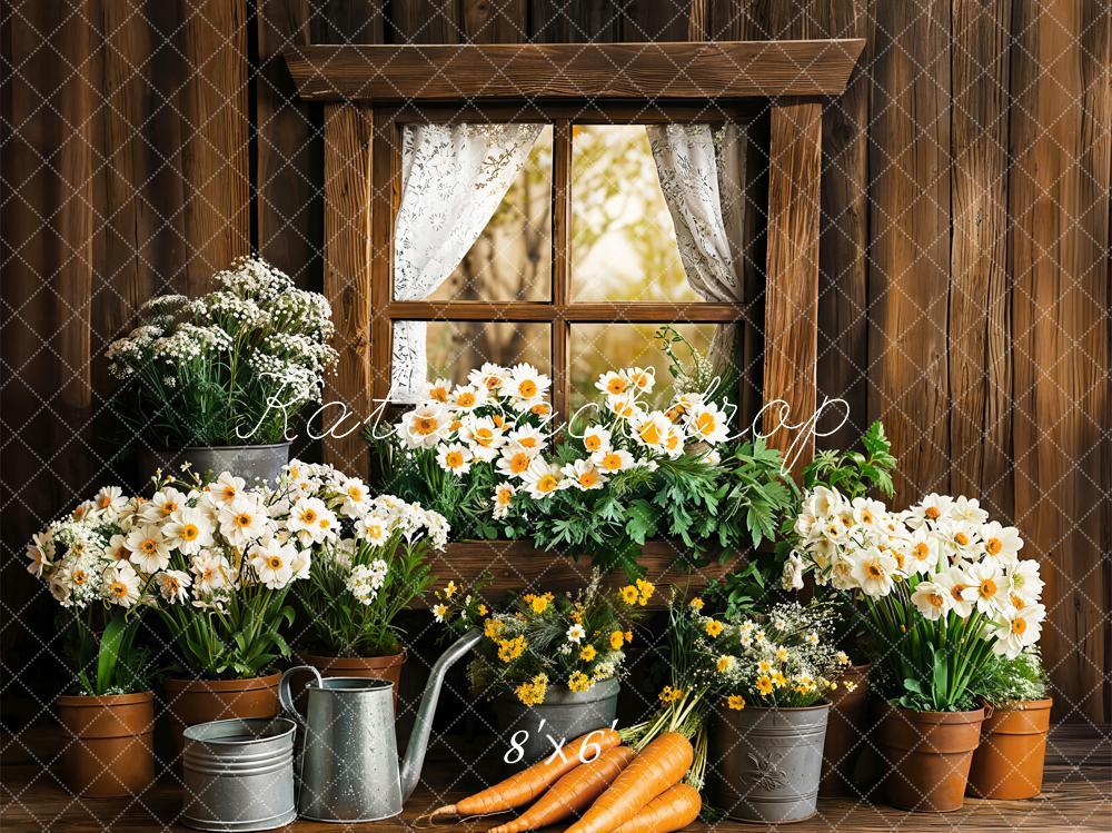 Kate Frühling Ostern Rustikal Blumen Fenster Hintergrund entworfen von Emetselch - Kate Backdrop.de