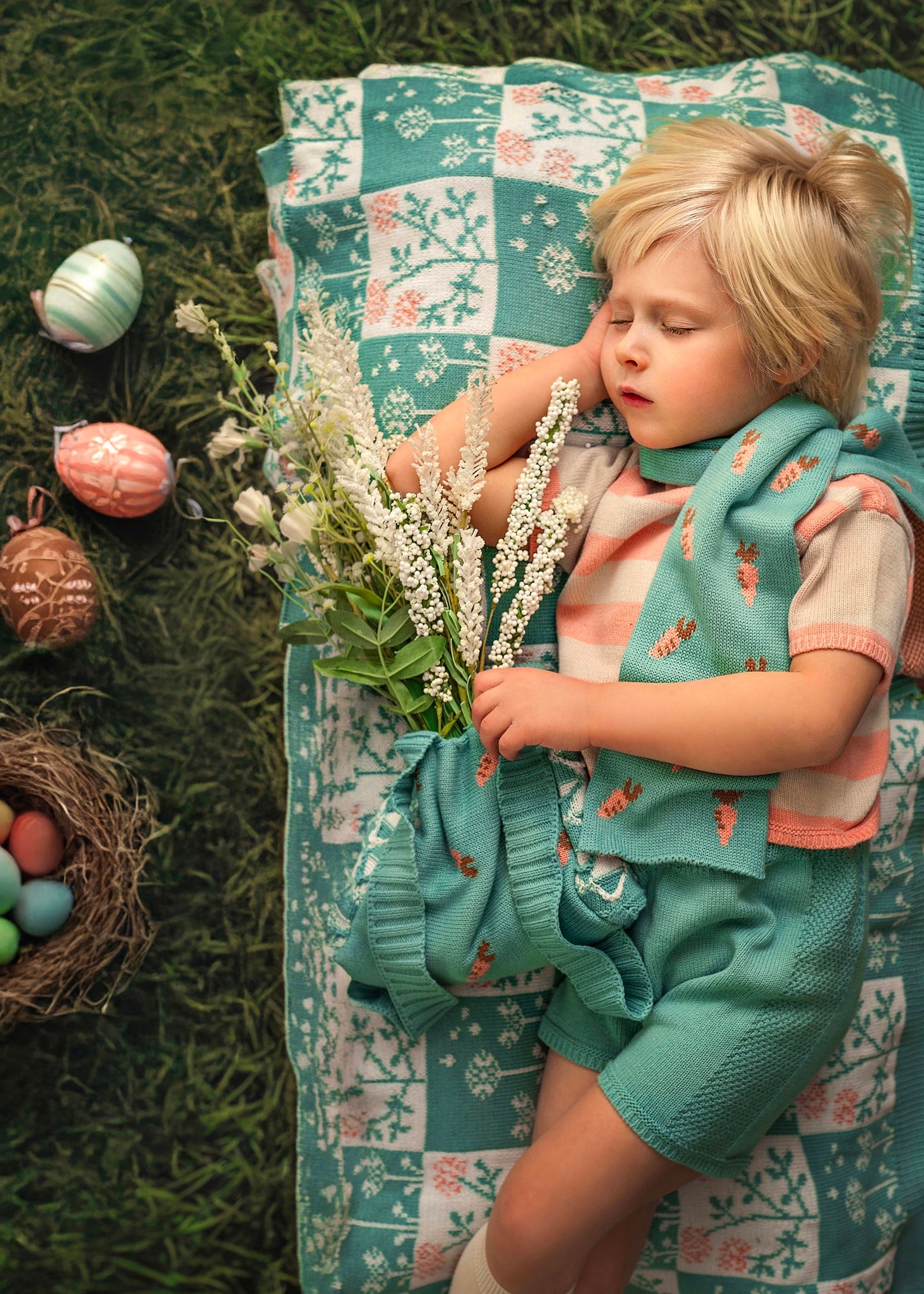 Kate Ostern Hase Haus Korb Decke Hintergrund entworfen von Emetselch - Kate Backdrop.de