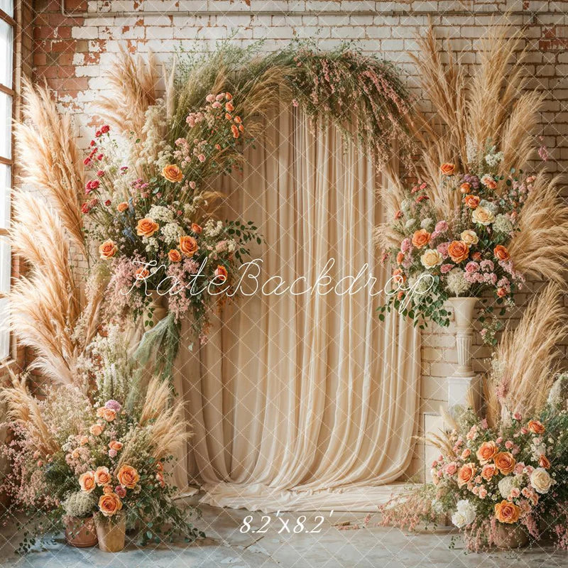 🔥50%OFF-Kate Boho Blumenbogen Fenster Beige Hintergrund - Kate Backdrop.de