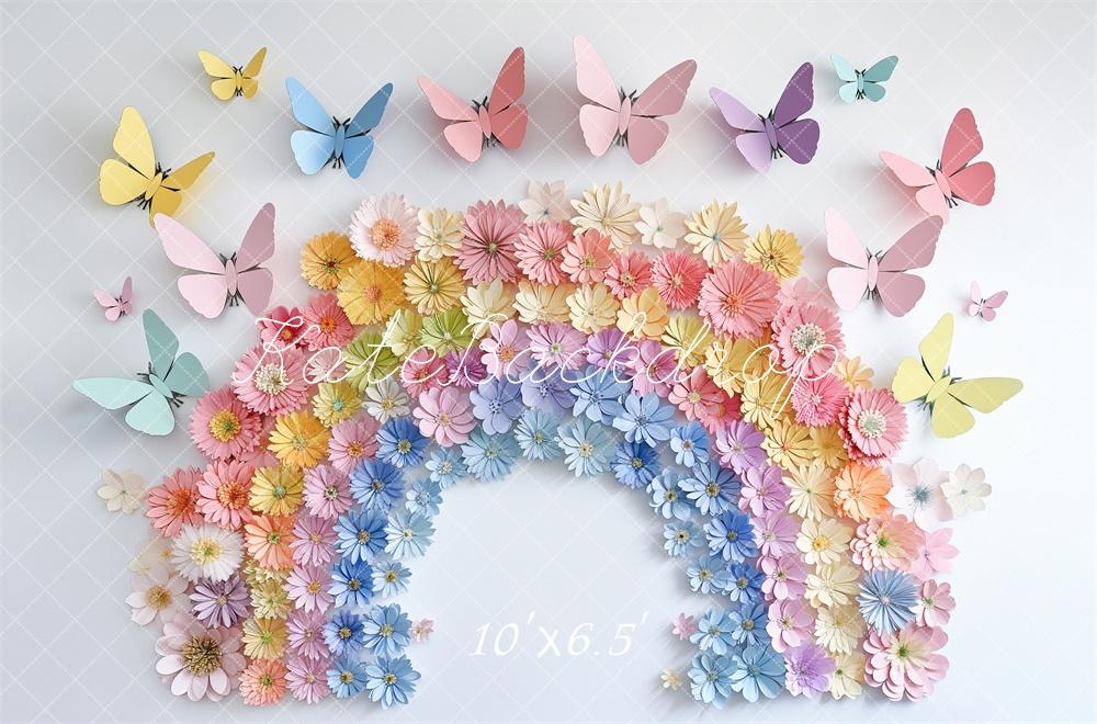 Kate Cake Smash Papier Regenbogen Schmetterling Hintergrund entworfen von Kerry Anderson - Kate Backdrop.de