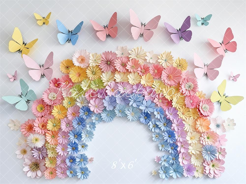 Kate Cake Smash Papier Regenbogen Schmetterling Hintergrund entworfen von Kerry Anderson - Kate Backdrop.de