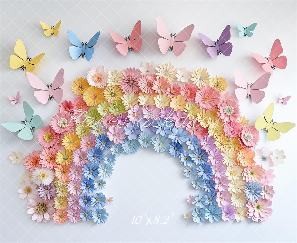 Kate Cake Smash Papier Regenbogen Schmetterling Hintergrund entworfen von Kerry Anderson - Kate Backdrop.de