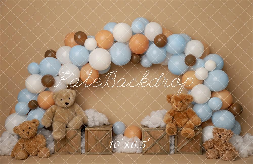 Kate Cake Smash Teddybär Ballonbogen Hintergrund von Melissa King - Kate Backdrop.de
