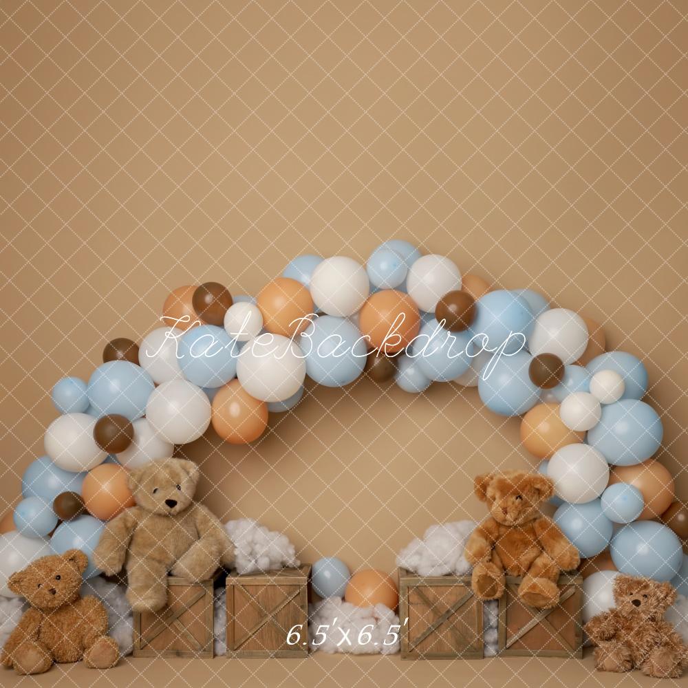 Kate Cake Smash Teddybär Ballonbogen Hintergrund von Melissa King - Kate Backdrop.de
