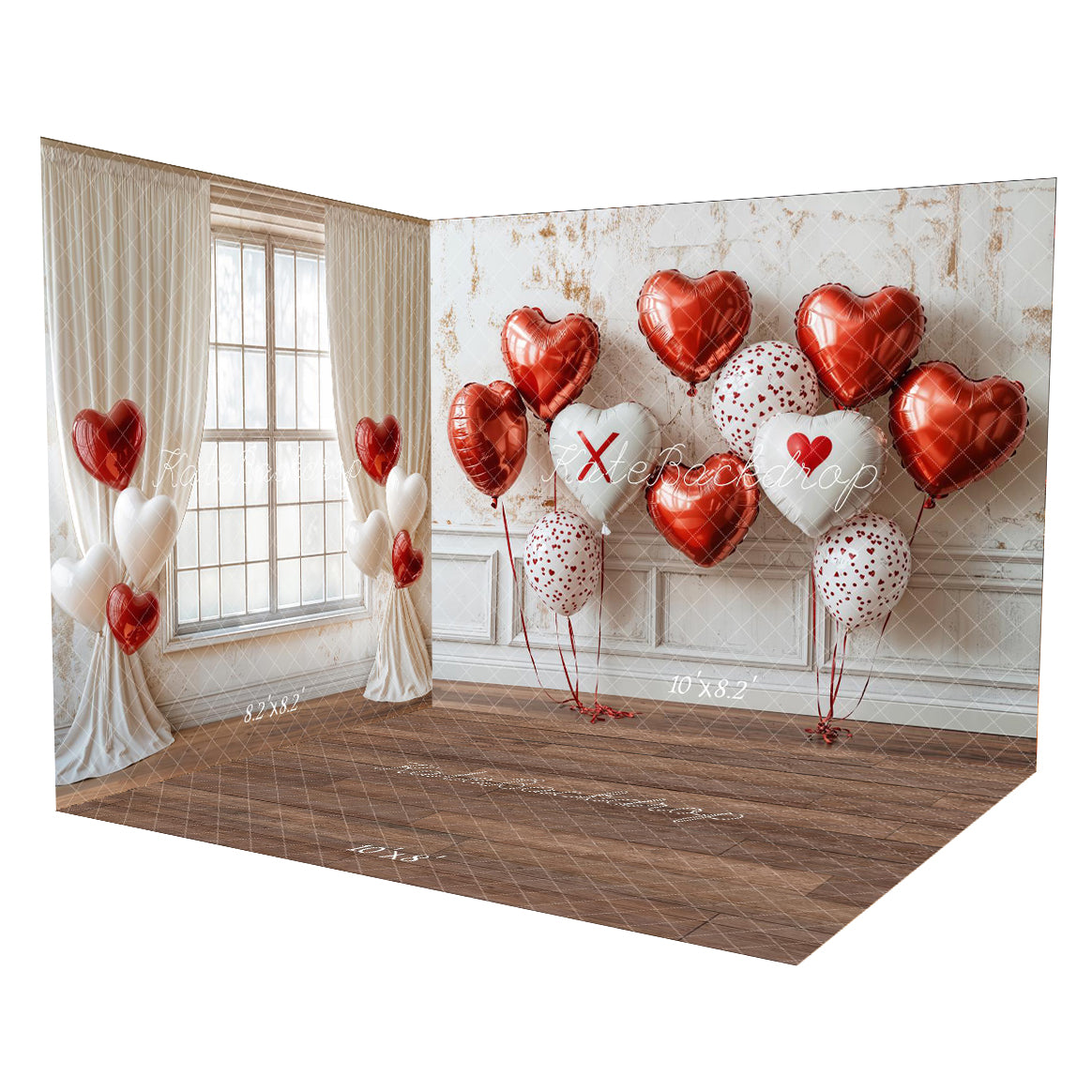 ⚡Blitzangebote #2-Kate Valentinstag Herz Ballon Wand Zimmer Set - Kate Backdrop.de