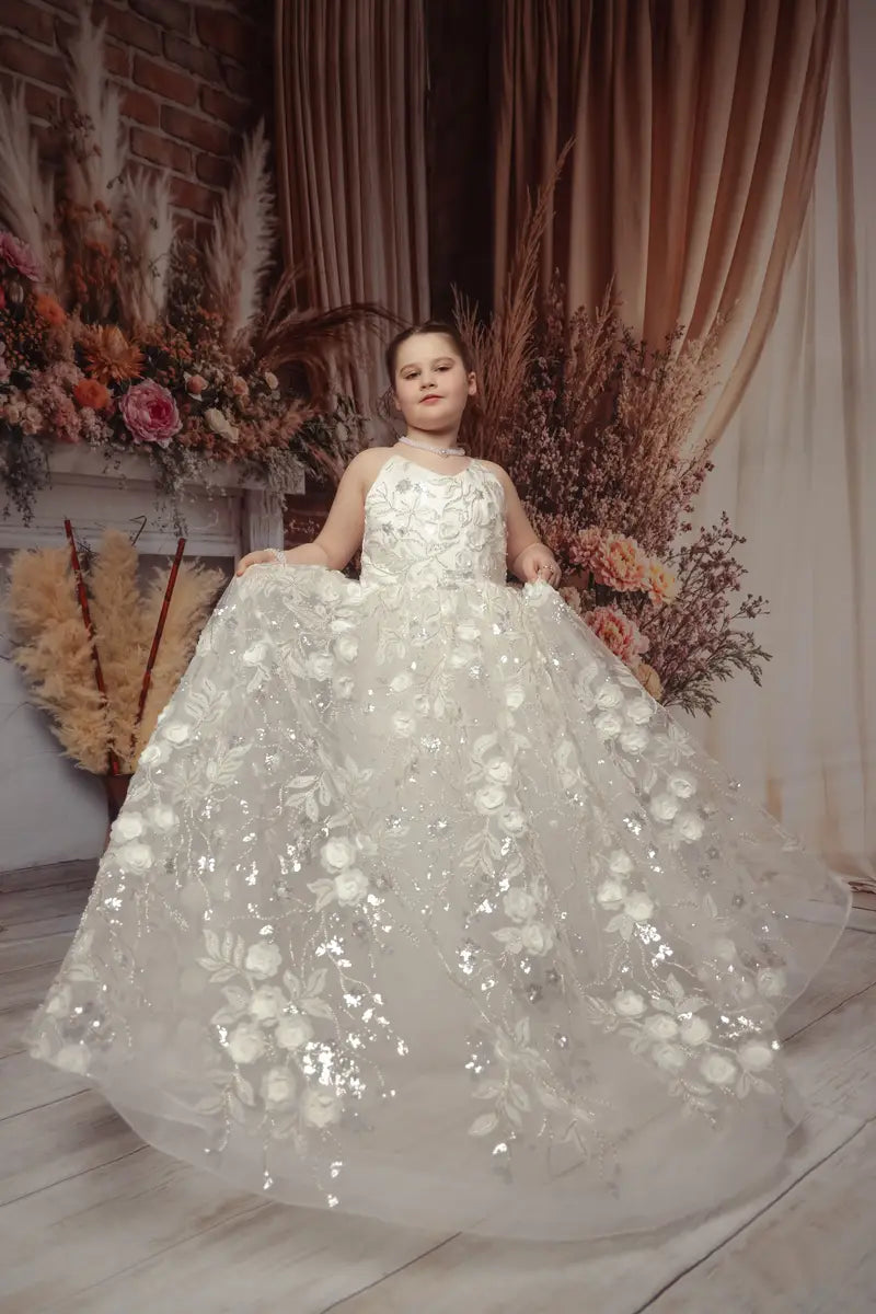 Kate Weiß Halter-Nacken Ballkleid Kinderkleider für die Fotografie - Kate Backdrop.de