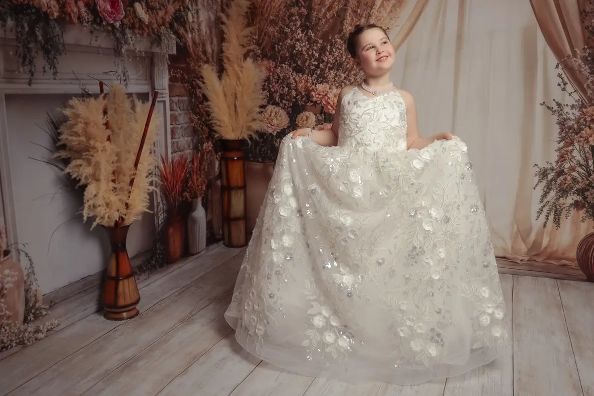 Kate Weiß Halter-Nacken Ballkleid Kinderkleider für die Fotografie - Kate Backdrop.de