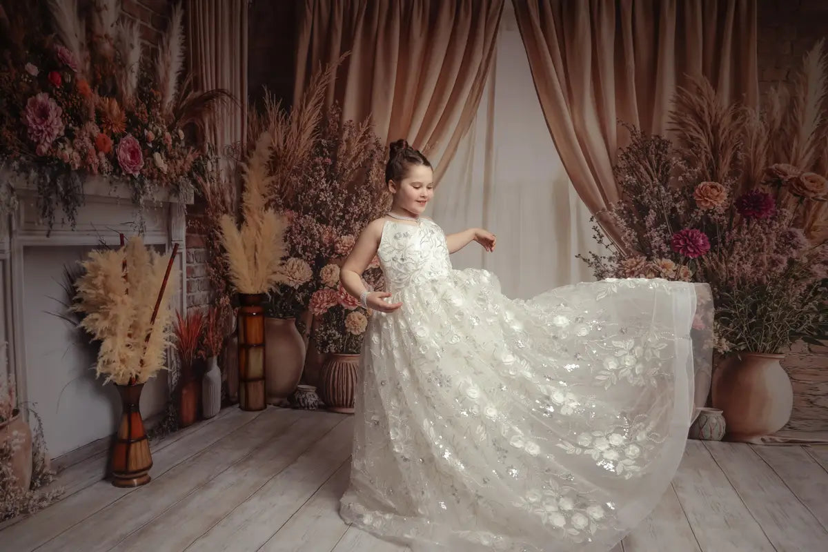 🔥50%OFF-Kate Boho Blumen Kaminvorhang Beige Raum Hintergrund-Set - Kate Backdrop.de