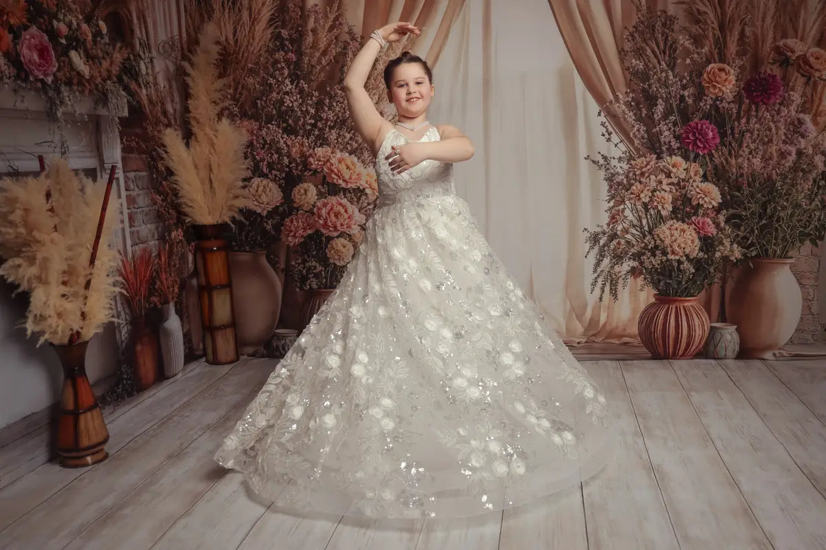 Kate Weiß Halter-Nacken Ballkleid Kinderkleider für die Fotografie - Kate Backdrop.de